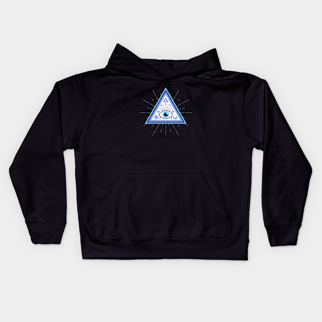 All Seeing eye Light Blue Kids Hoodie by Just In Tee Shirts